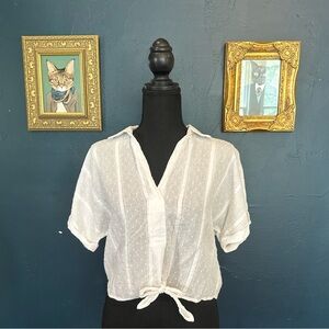 Miss Love White Cropped Button Up Top — Size M